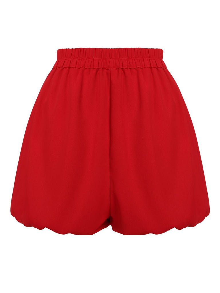 [Vorverkauf] 2PCS 1960er Rot Karierte Bluse & Feste Shorts