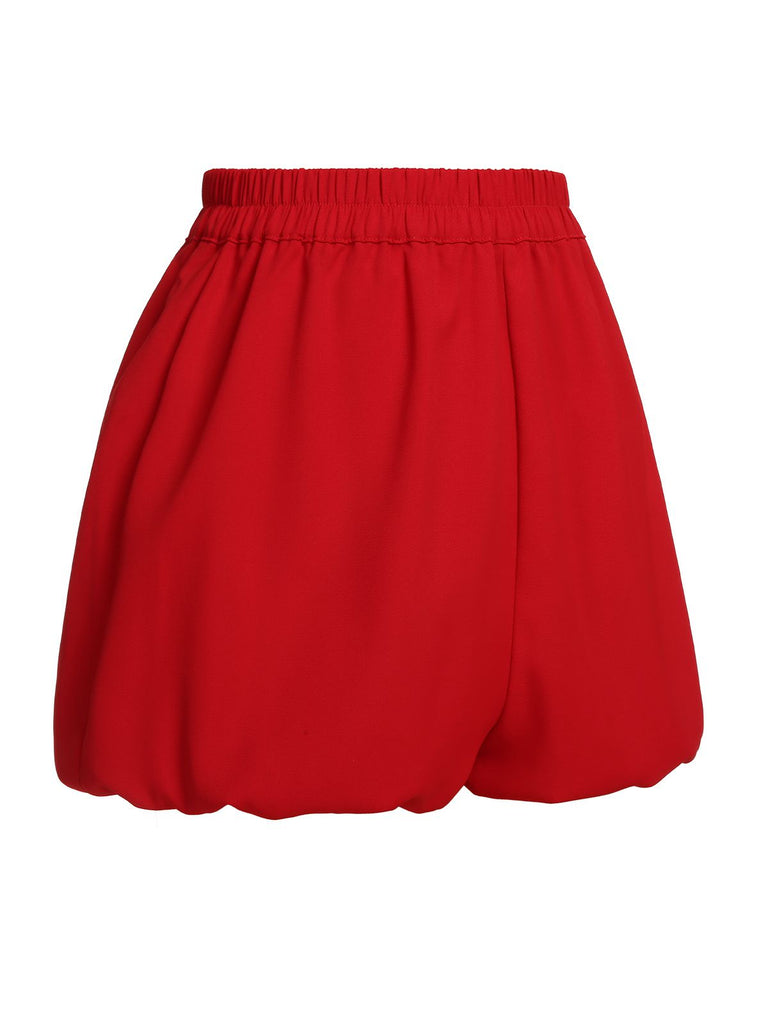 [Vorverkauf] 2PCS 1960er Rot Karierte Bluse & Feste Shorts