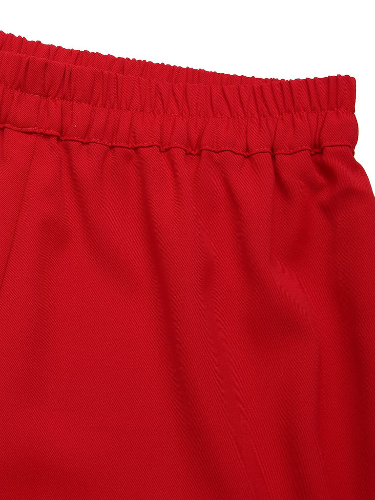 [Vorverkauf] 2PCS 1960er Rot Karierte Bluse & Feste Shorts