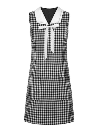 1960er Acetat Gingham Kariertes Etuikleid