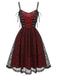 Weinrot 1950er Totenkopfmuster Gothic Style Kleid