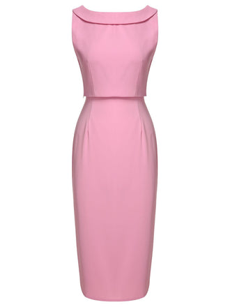 1960er Revers Schleifenbluse & Einfarbiges Spaghettiträgerkleid