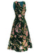 [Vorverkauf] Grünes 1930er Kleid aus geblümtem Samt ohne Ärmel
