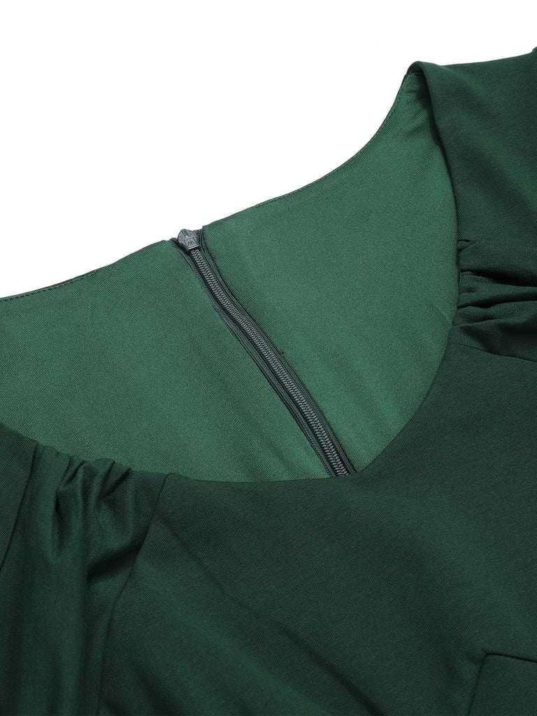 [Vorverkauf] Dunkelgrünes 1940er Wickelkleid