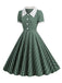 1950er Revers Vertikale Streifen Swing Kleid