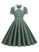 1950er Revers Vertikale Streifen Swing Kleid