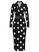 Schwarzes 1960er Polka Dot V-Ausschnitt Kleid