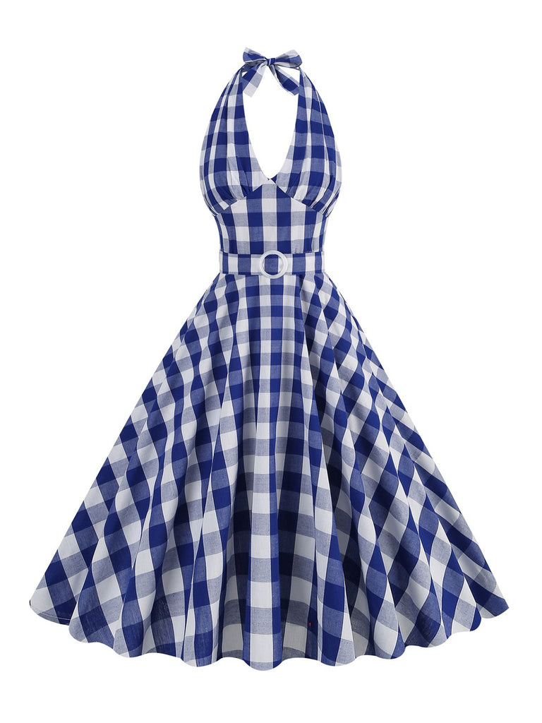 1950er Swingkleid mit Karomuster und Gürtel