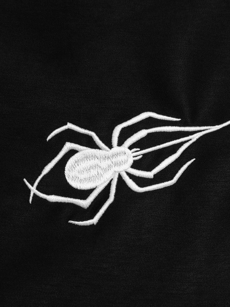[Vorverkauf] Schwarzes 1950er Halloween schulterfreies Spinnennetzkleid