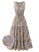 1930er V-Ausschnitt Florales ärmelloses Kleid