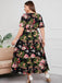 [Übergröße] Multicolor 1940er Floral V-Ausschnitt Tie-Up Kleid