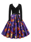 Lila 1950er Halloween Kürbis Swing Kleid