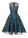 1950er Halloween Kleid aus geblümtem Netz mit geschnürtem Kragen