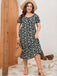 [Plus Size] Schwarzes & weißes 1950er Ditsy Floral Kleid