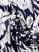 Marineblaue 1960er Blumen Hose mit weitem Bein