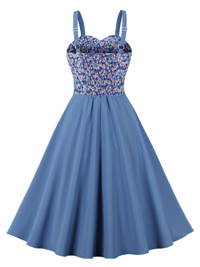 1950er Floral Patchwork Träger Swing Kleid