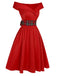 Rotes 1950er Weihnachts-Kariertes schulterfreies Kleid