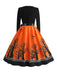 1950er Halloween Nacht V-Ausschnitt Bandkleid