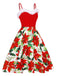 [Vorverkauf] Rotes 1950er Weihnachtsblumenkleid mit Zottelmuster