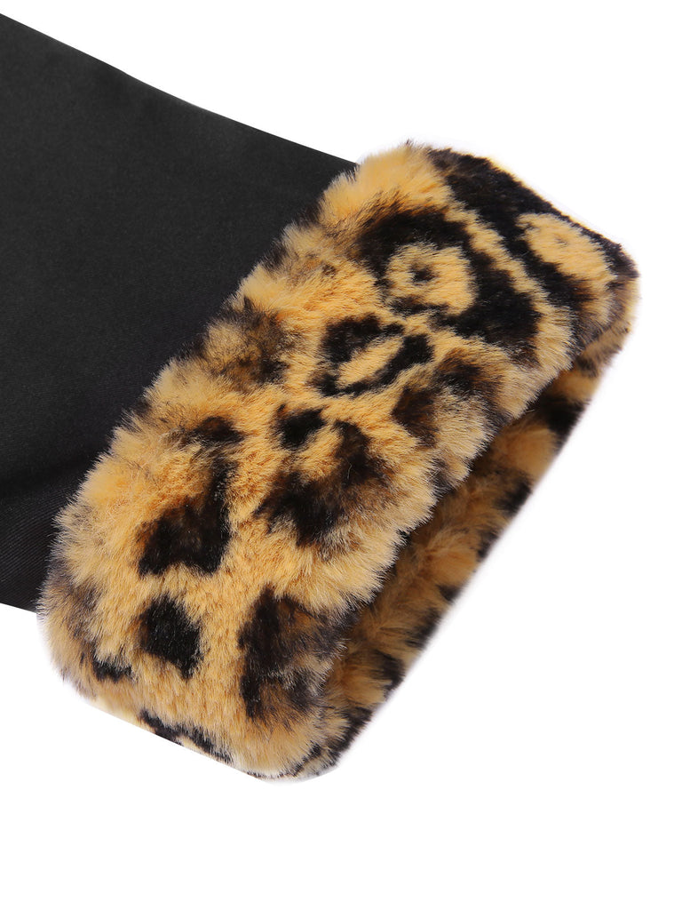 Schwarz 1960er Rohsaum Leopard Asymmetrisches Wickelkleid