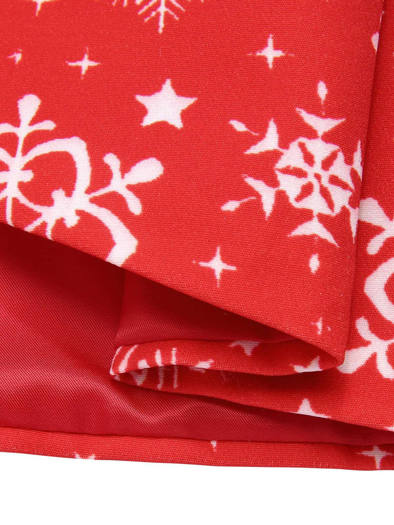 [Vorverkauf] Rotes 1950er Weihnachten Schneeflocke Revers Cape