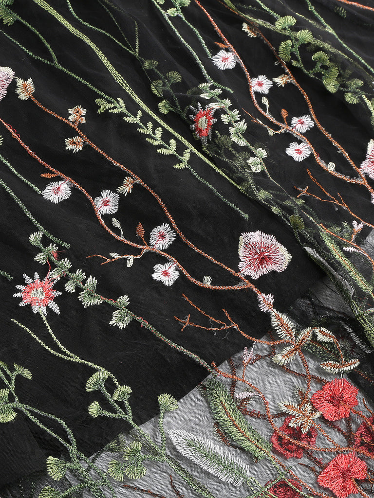 1950er Floral bestickter Mesh-Rock