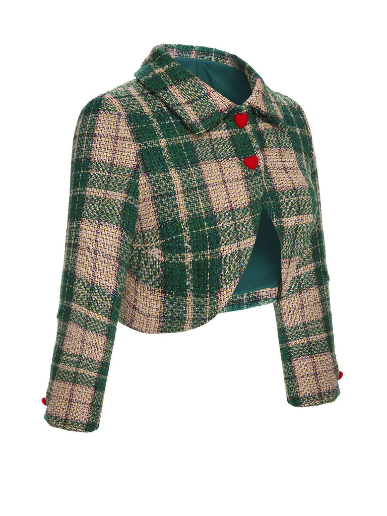 [Vorverkauf] Grüne 1950er Reversjacke mit schottischem Karomuster