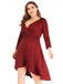 [Übergröße] 1960er Solides plissiertes langärmeliges Kleid