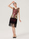1920er Paillettenbesetztes gefranstes V-Ausschnitt Charleston Kleid