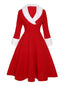 Rot-weißes 1950er Weihnachtsreverskleid