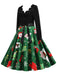 Weihnachten 1950er V-Ausschnitt Patchwork Swing Kleid