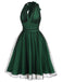 Dunkelrot 1950er Tupfen Netz Swing Kleid