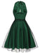 Dunkelrot 1950er Tupfen Netz Swing Kleid