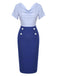 [Vorverkauf] Blau 1960er Kutte gestreift Schnürung Wickeln Kleid