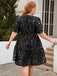 [Übergröße] 1950er Hot Stamping Stars Kleid Guadratischem Ausschnitt