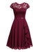 1940er Rüschen Spitze Floral Solid Kleid