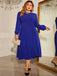 [Übergröße] Blau 1940er Puffärmeliges Schnürkleid Solid Kleid
