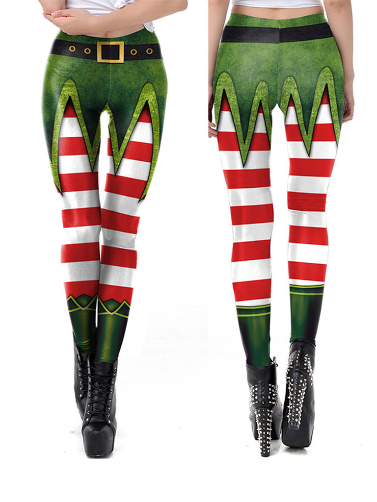 1960er Weihnachten Bedruckte Elastische Leggings