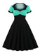 [Übergröße] 1950er Quadratischem Ausschnitt Polka Dot Kleid