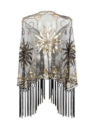 1920er Vintage Quasten Pailletten Mesh Cape