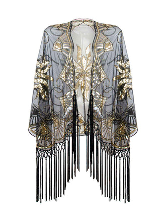 1920er Vintage Quasten Pailletten Mesh Cape