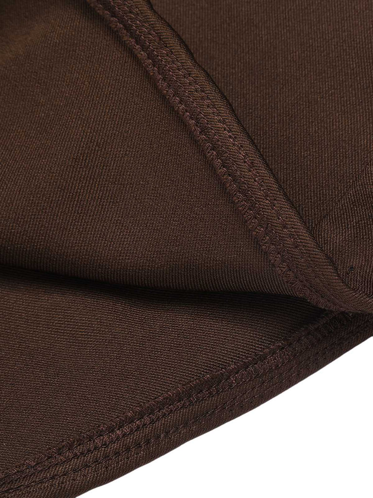 2PCS 1940er Revers Puffärmel Solide Bluse & Knöpfe Overall Shorts