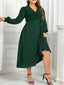 [Übergröße] Grün 1940er V-Ausschnitt Solides Gürtel Kleid
