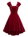 Weinrot 1950er Herzknöpfen Solides Kleid