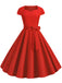 1950er Retro Solide Gürtel Swing Kleid