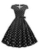 1950er Kappenhülse Polka Dot Kleid mit Gürtel