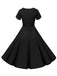 1950er V-Ausschnitt Einreihiges Festes Kleid