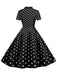 1950er Bogen Kragen Streifen Punkten Swing Kleid