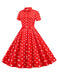 1950er Bogen Kragen Streifen Punkten Swing Kleid