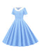 1950er Polka Dot Patchwork Revers Kleid